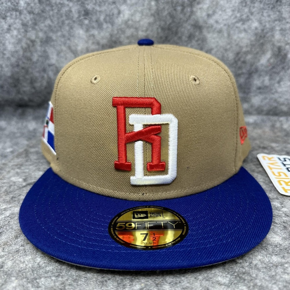 Dominican Republic Hat Cap Fitted Mens 7 1/2 Beige WBC Baseball New Era 59FIFTY